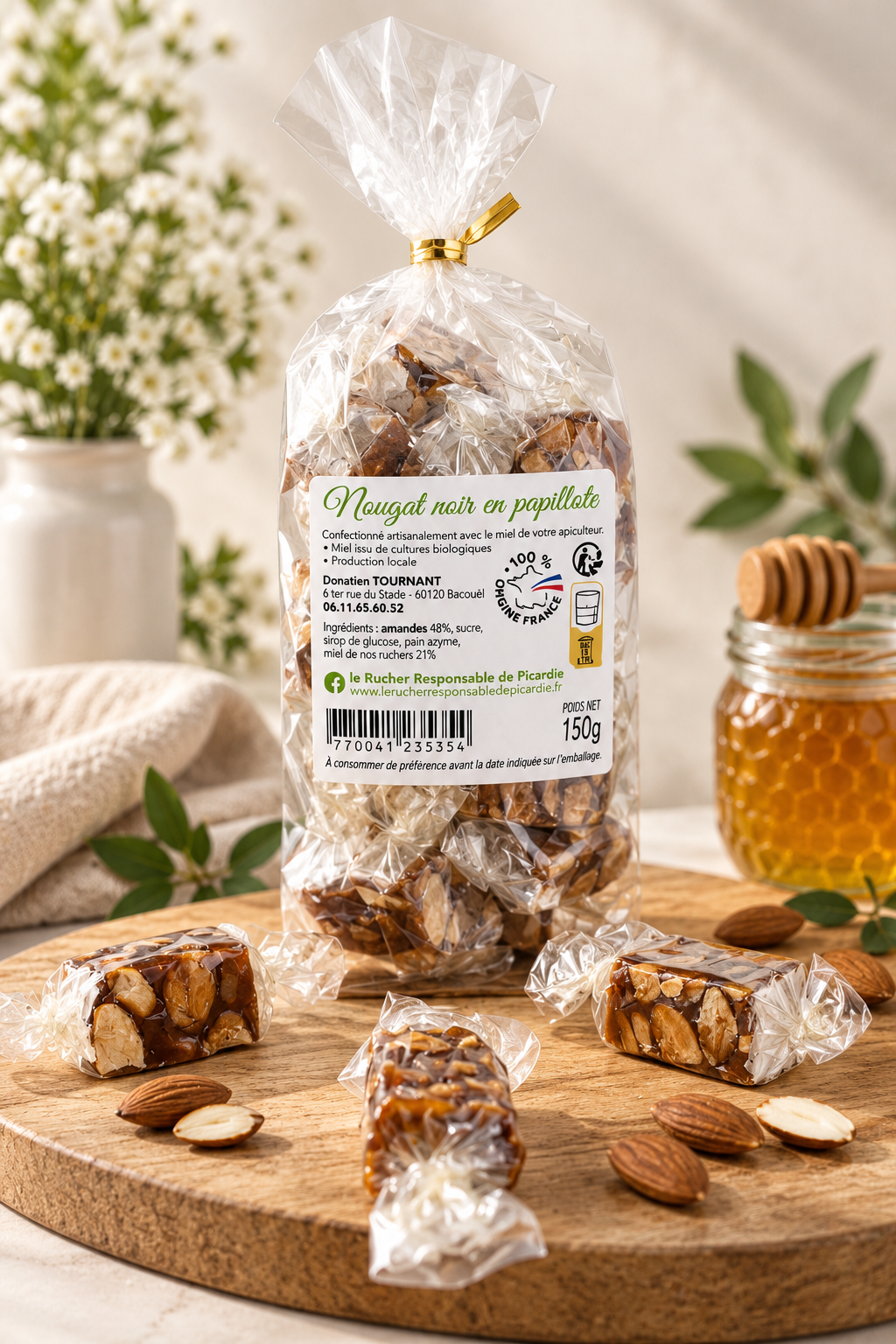 Nougat noir artisanal en papillote – 70 g | 150 g – Image 2