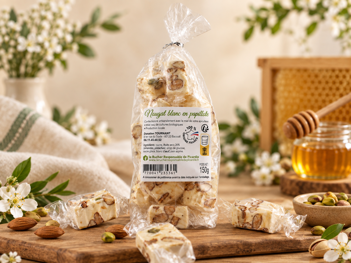 Nougat blanc artisanal en papillote