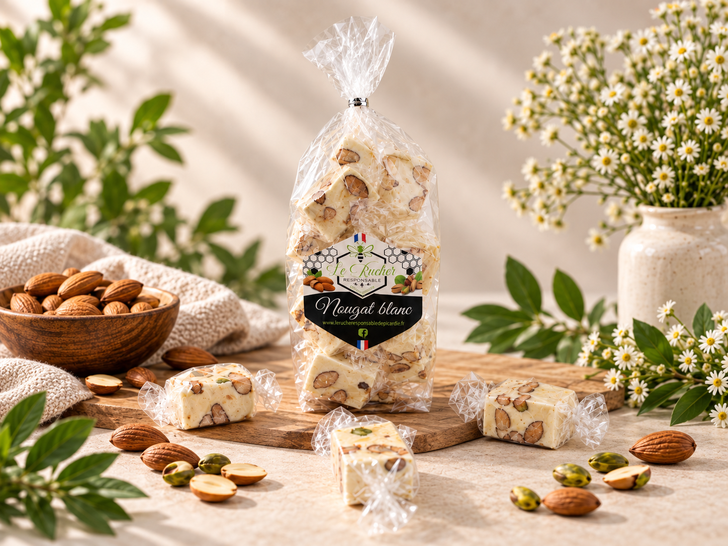 Nougat blanc artisanal en papillote